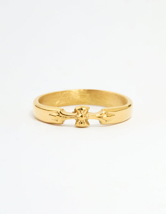 Waterproof Gold Plated Stainless Steel Dainty Bow Band Ring