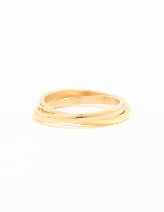 Waterproof Gold Plated Stainless Steel Intertwined Stacked Ring
