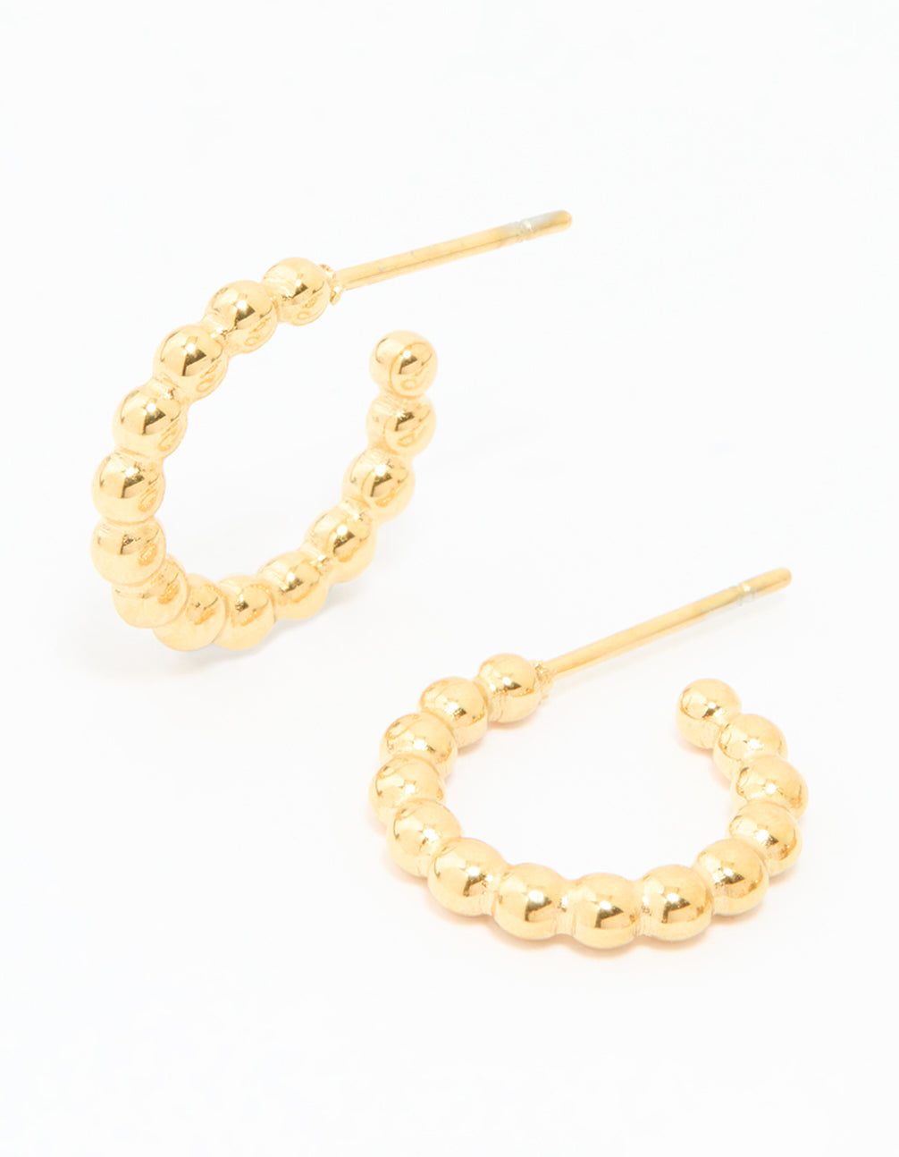 Waterproof Gold Plated Stainless Steel Hand & Bubble Huggie Earrings 2-Pack
