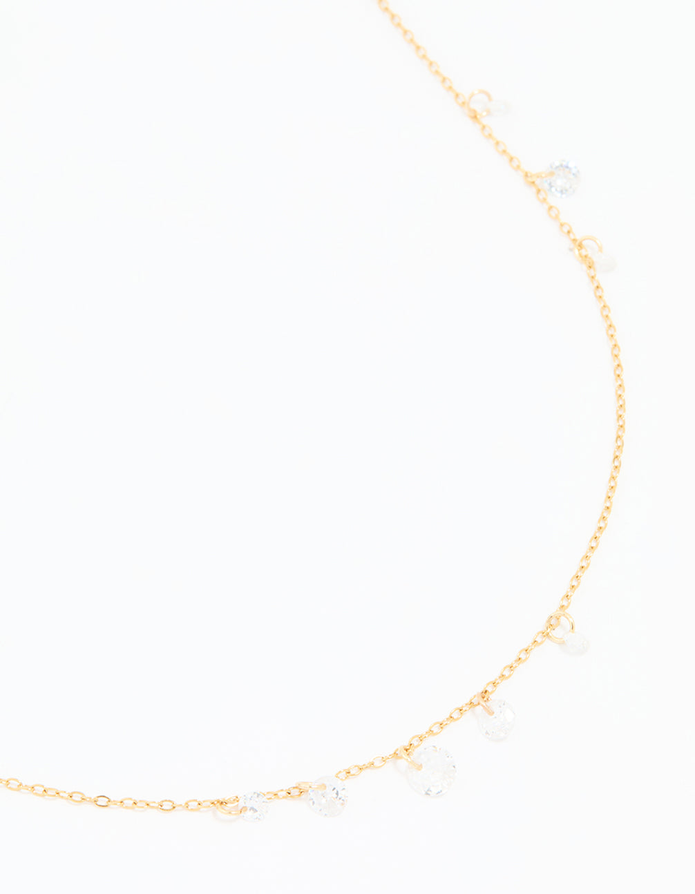 Waterproof Gold Plated Stainless Steel Cubic Zirconia Charms Necklace