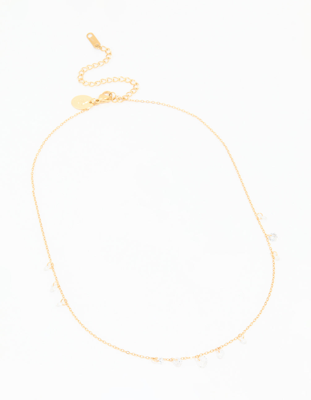 Waterproof Gold Plated Stainless Steel Cubic Zirconia Charms Necklace