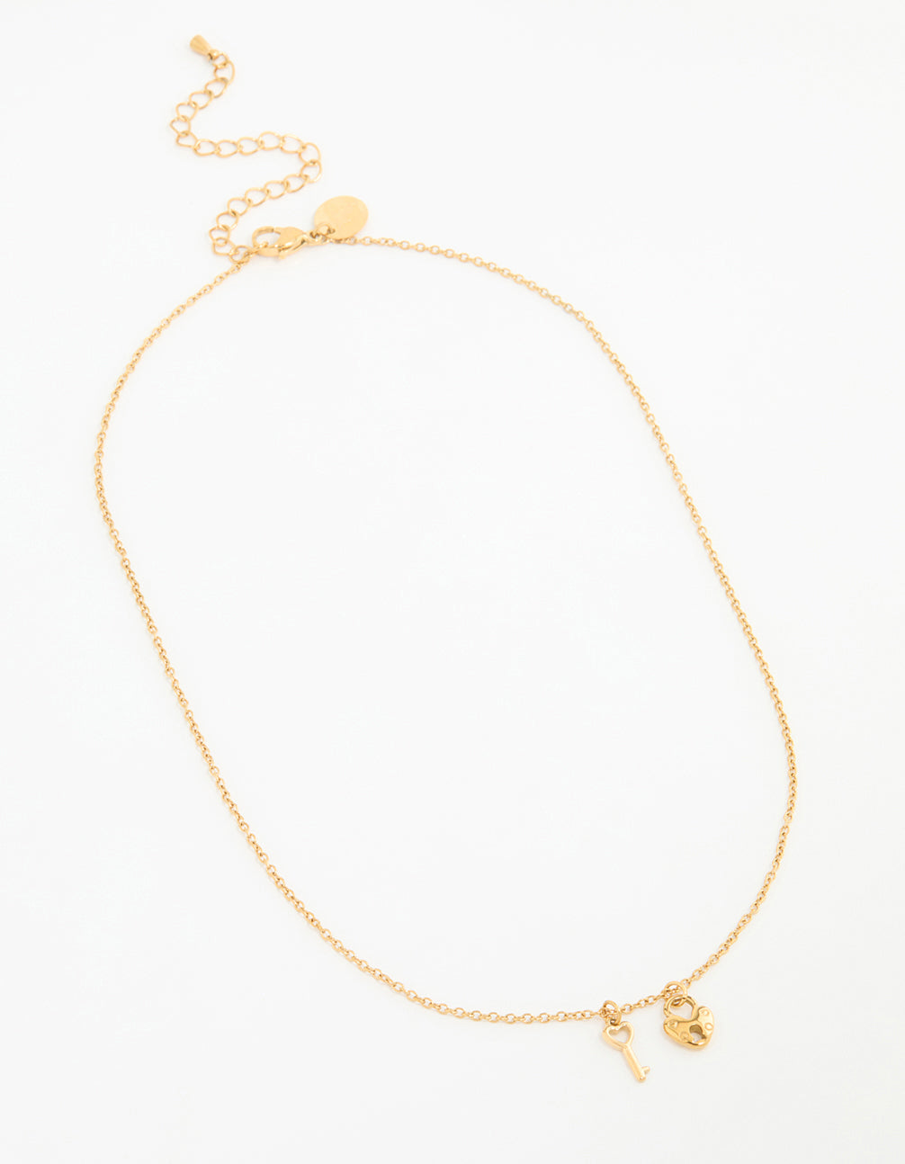 Waterproof Gold Plated Stainless Steel Heart Key Necklace