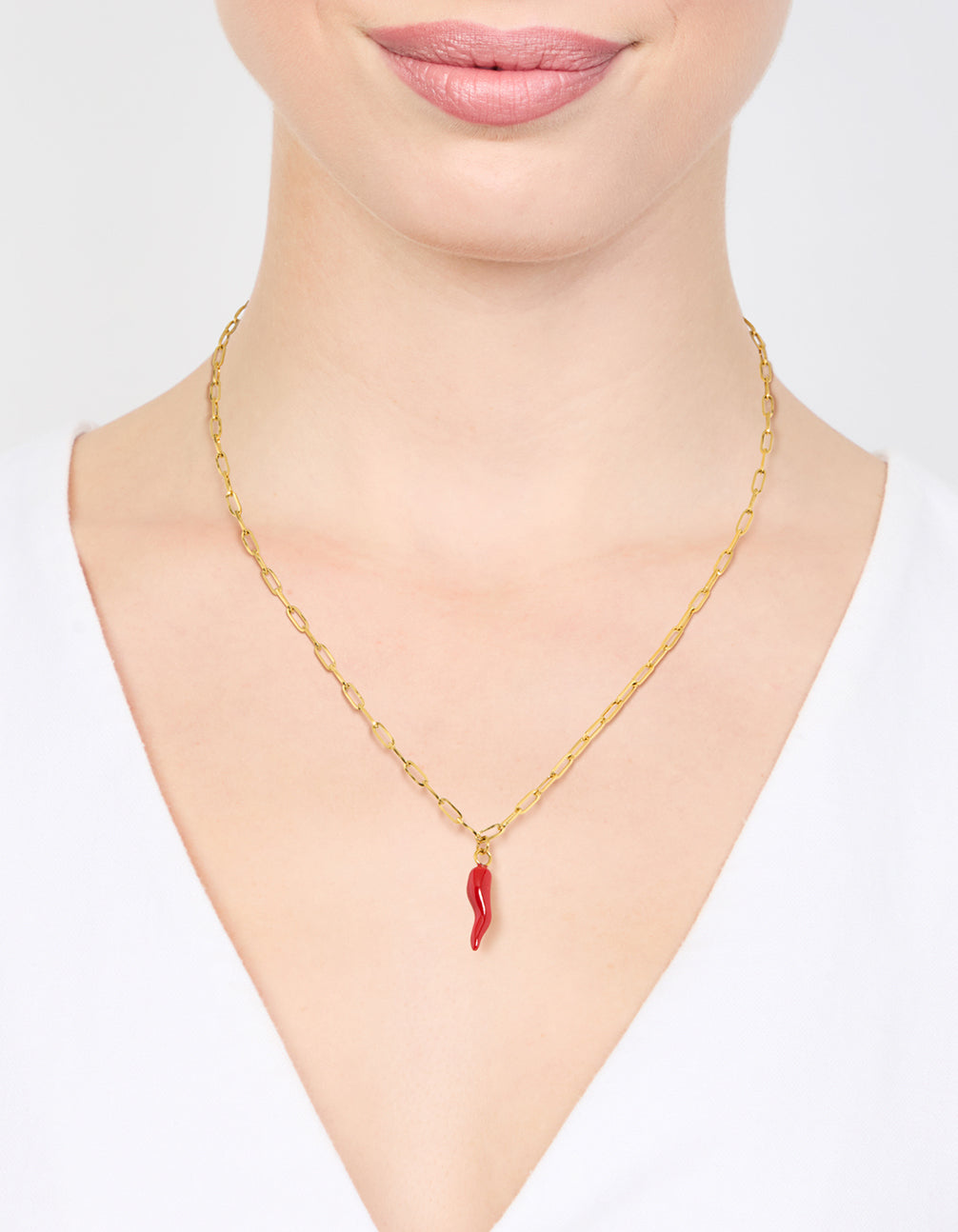 Waterproof Gold Plated Stainless Steel Chili Pendant Necklace