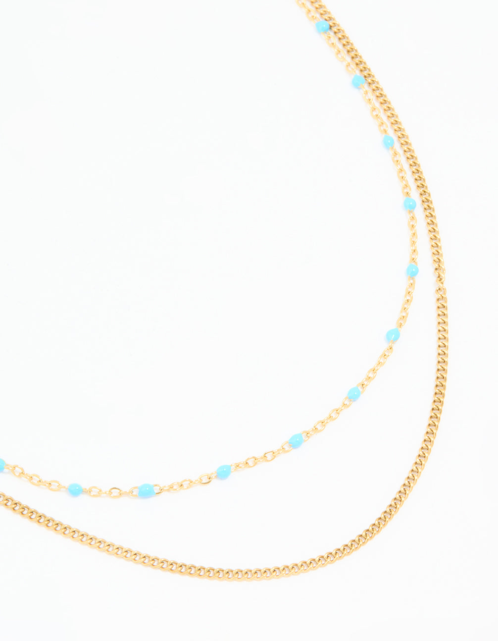 Waterproof Gold Plated Stainless Steel Beaded Layered Necklace
