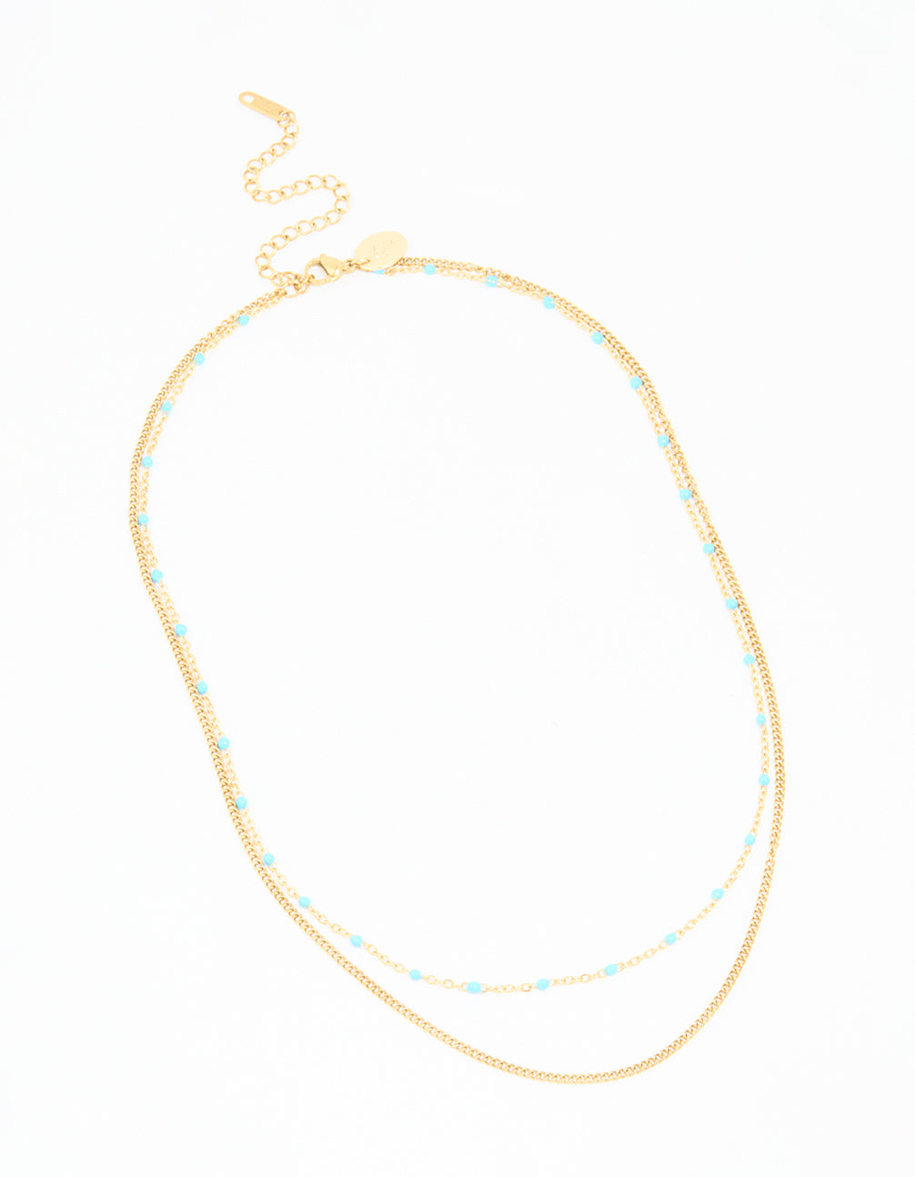 Waterproof Gold Plated Stainless Steel Beaded Layered Necklace