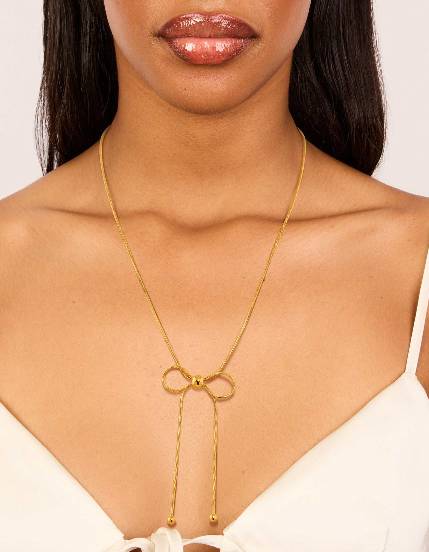 Waterproof Gold Plated Stainless Steel Snake Chain Bow Necklace