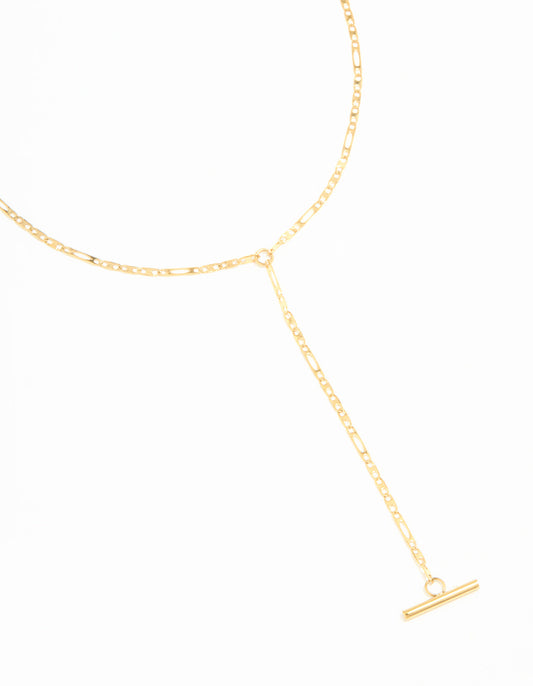 Waterproof Gold Plated Stainless Steel T-Bar Necklace
