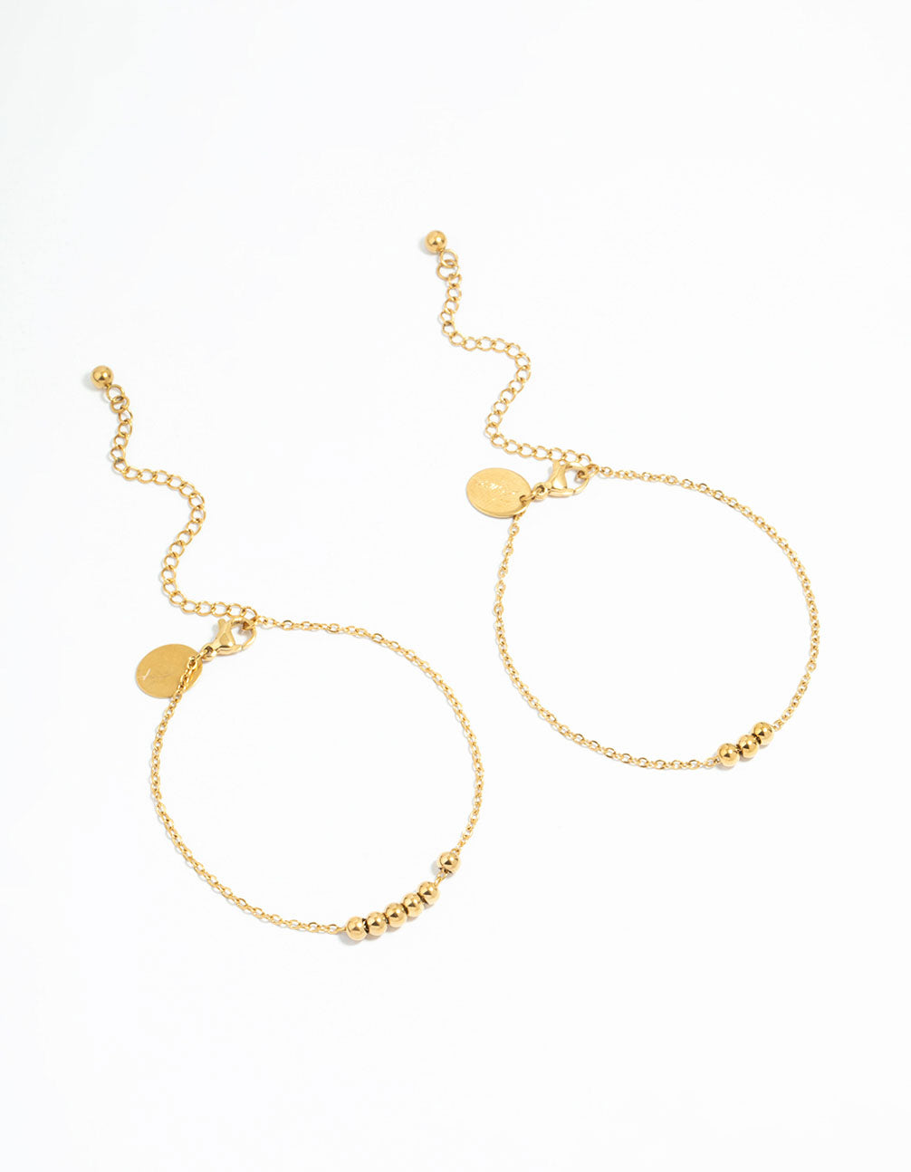 Waterproof Gold Plated Stainless Steel Layered Ball Bracelets 2-Pack