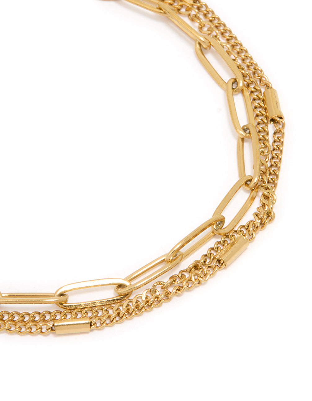 Waterproof Gold Plated Stainless Steel Layered Chain Bracelet