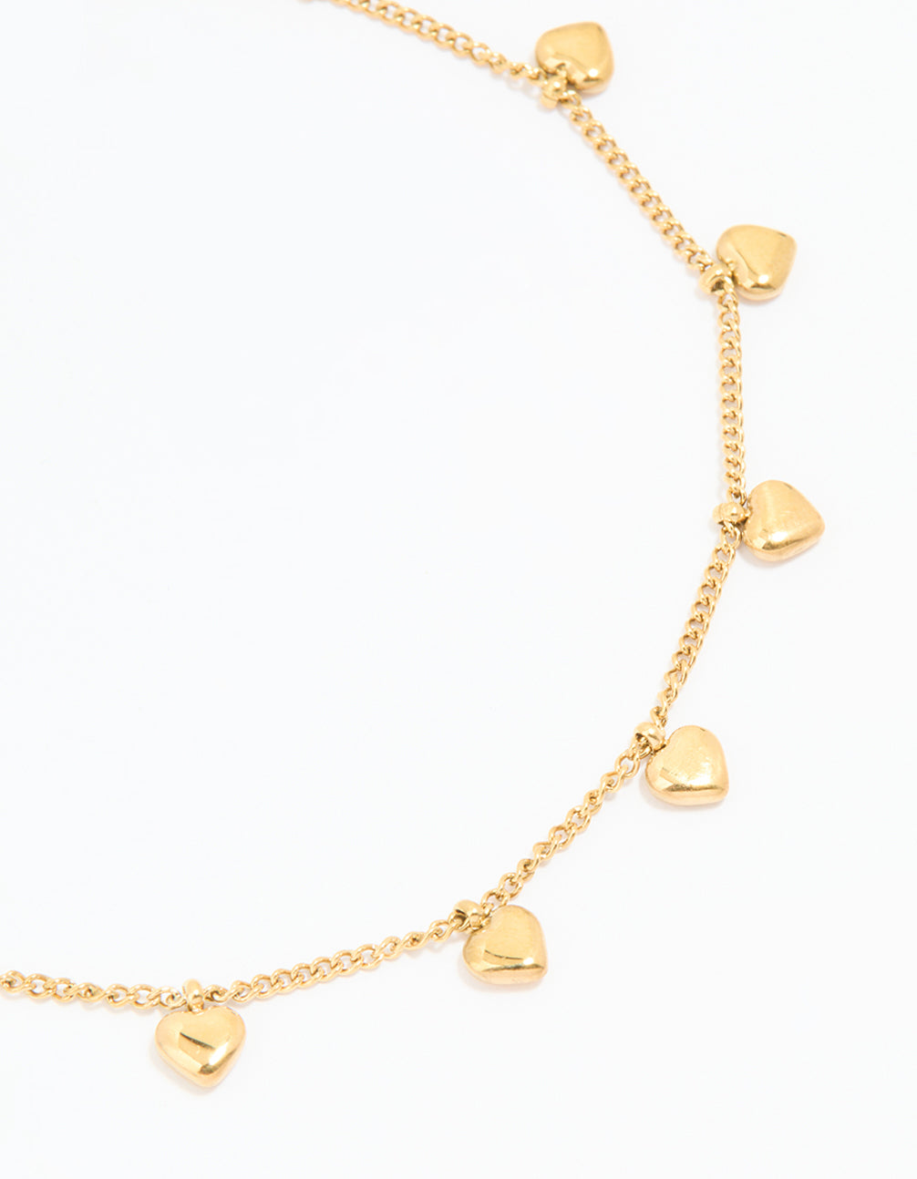 Waterproof Gold Plated Stainless Steel Heart Charms Anklet