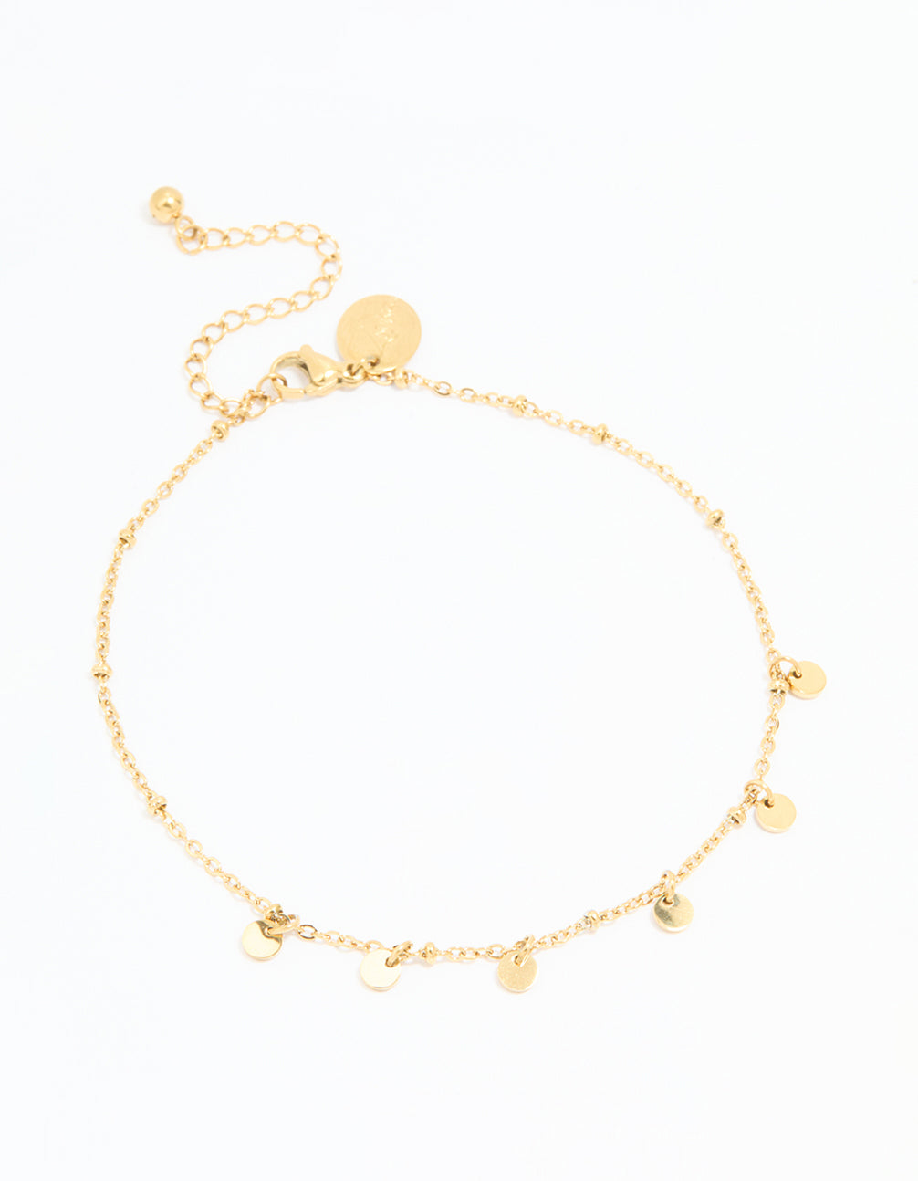 Waterproof Gold Plated Stainless Steel Disc Anklet