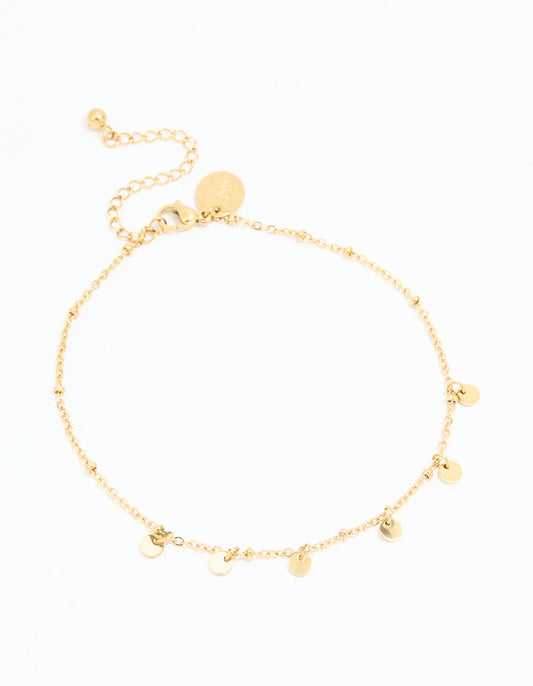Waterproof Gold Plated Stainless Steel Disc Anklet