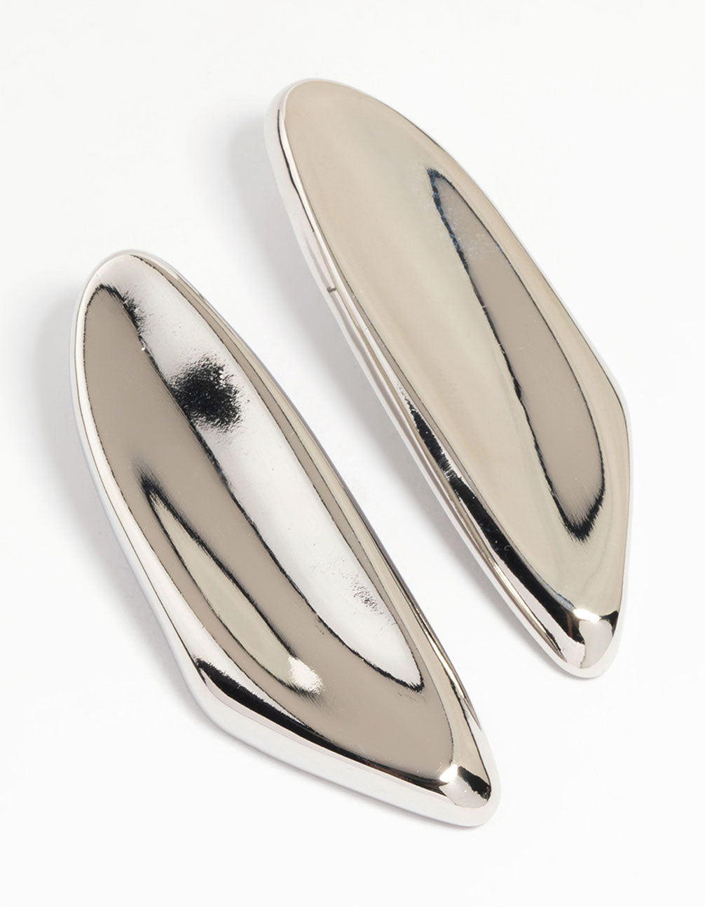 Silver Large Curved Drop Earrings