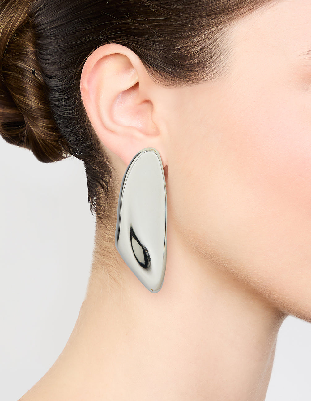 Silver Large Curved Drop Earrings