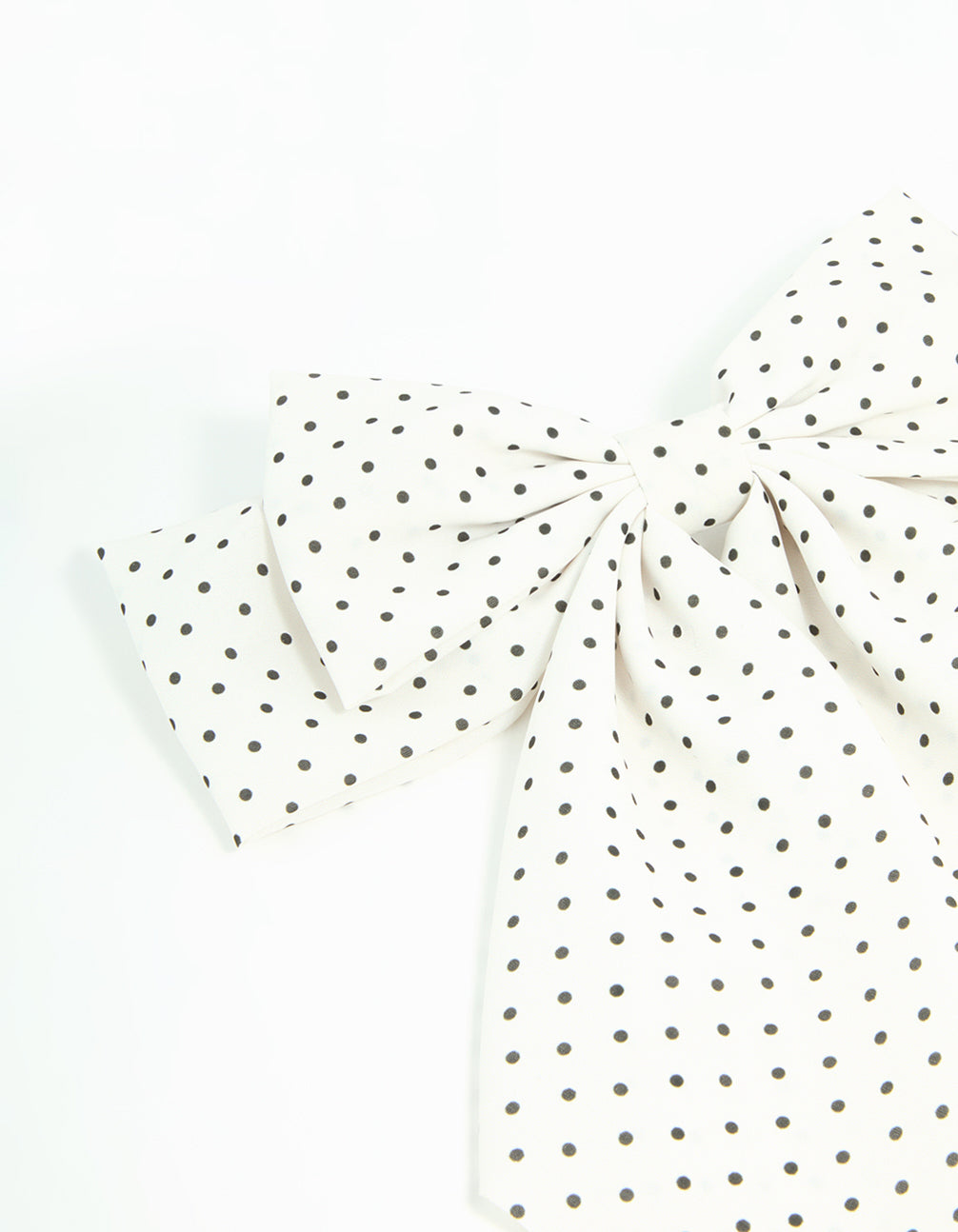White Dotted Satin Fabric Bow Hair Clip