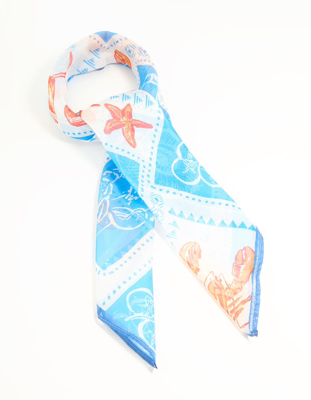 Blue Fabric Vacation Print Scarf