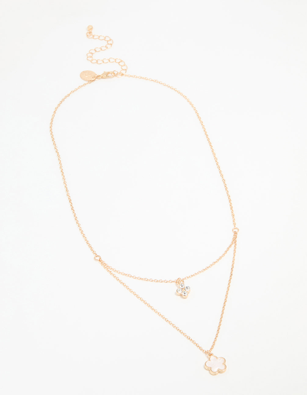 Gold Diamante Flower Layered Necklace