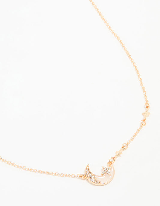Gold Celestial Moon Pendant Necklace