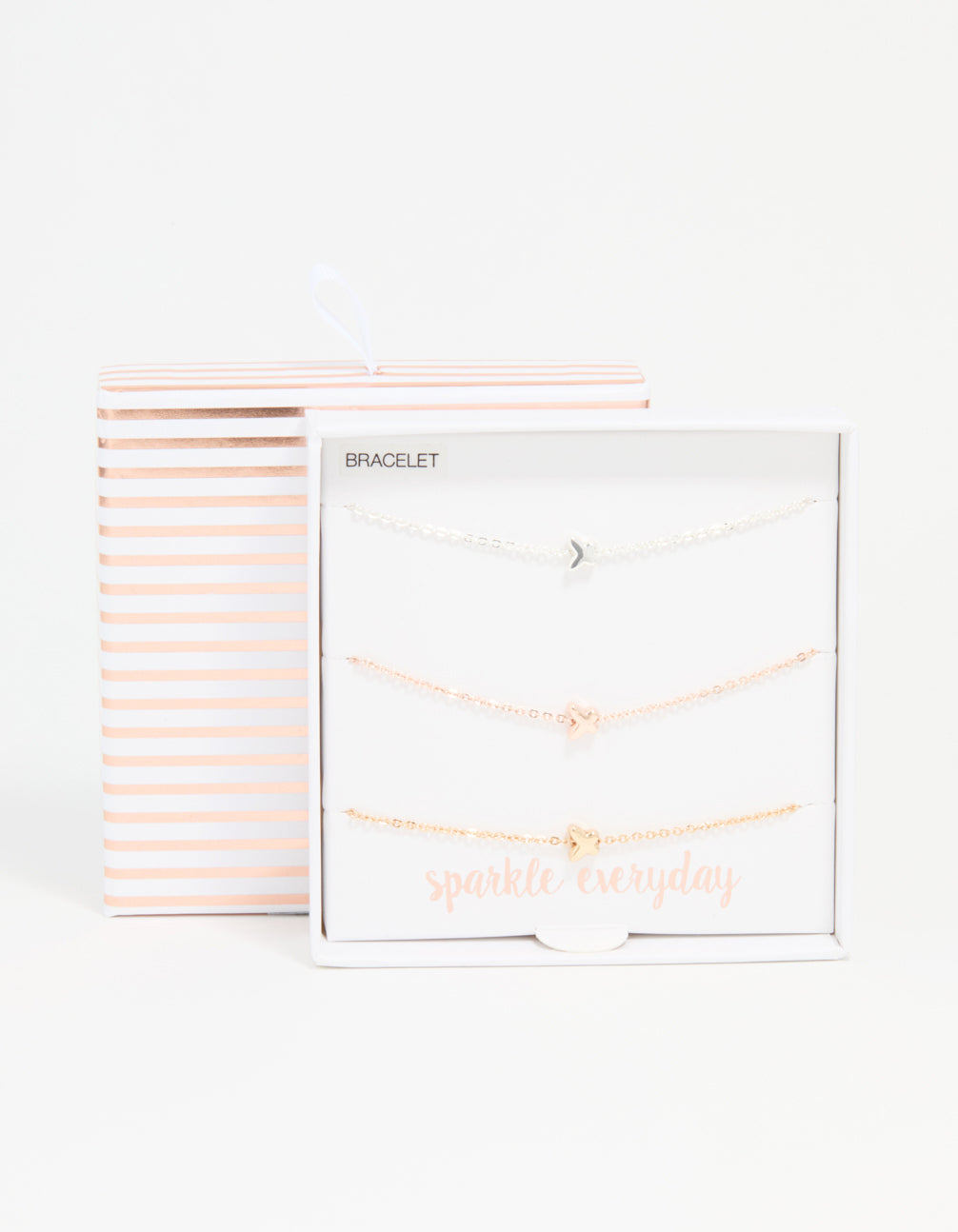 Mixed Metal Butterfly Bracelets 3-Pack