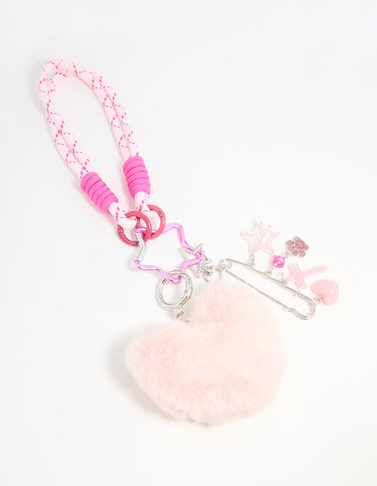 Pink Heart Rope Keychain