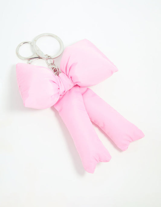 Pink Puffy Bow Keychain