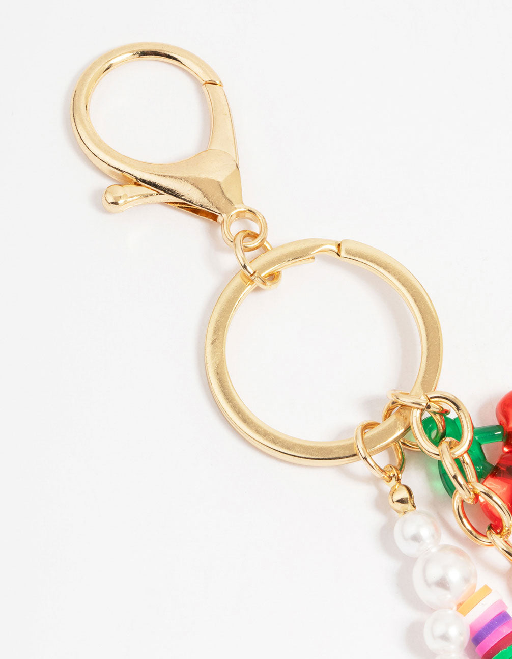 Gold Colourful Beaded Heart Keychain