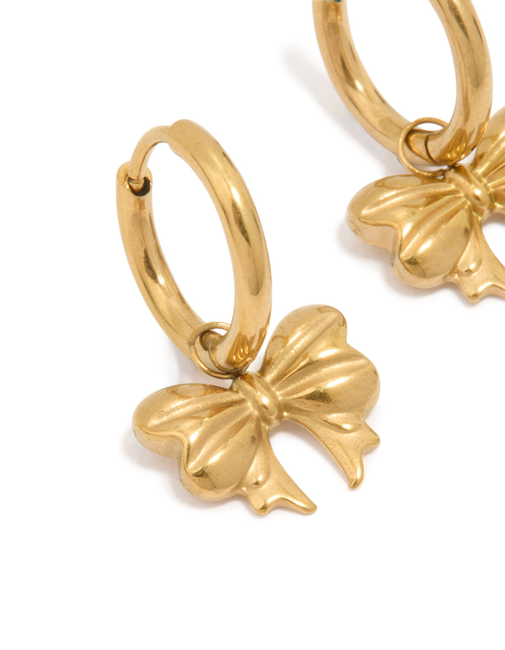 Waterproof Gold Plated Stainless Steel Bow Hoop Earrings