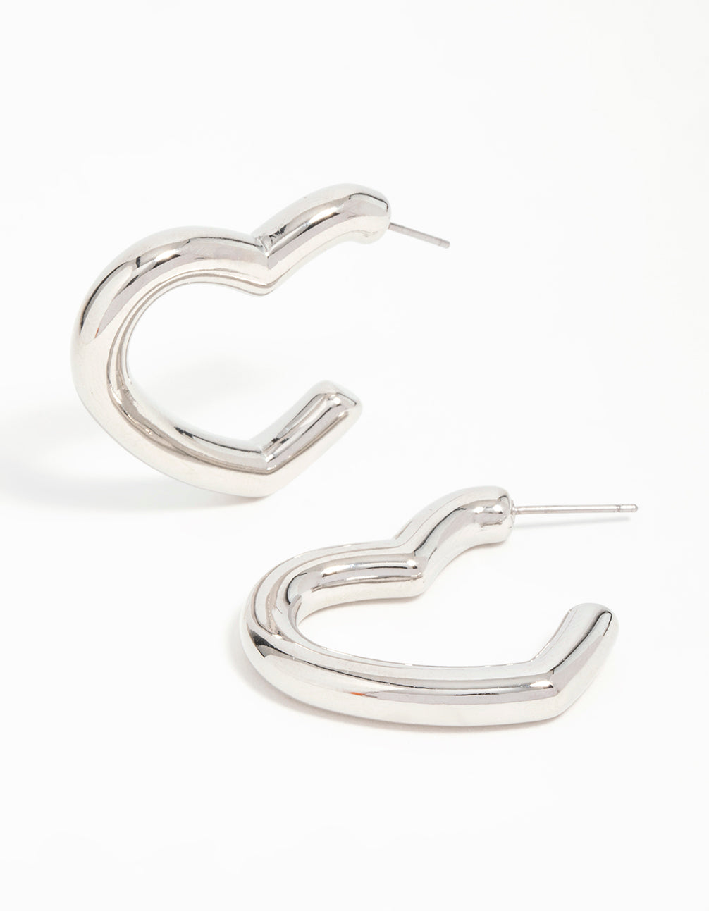 Silver Heart Thread Through Hoop Earrings