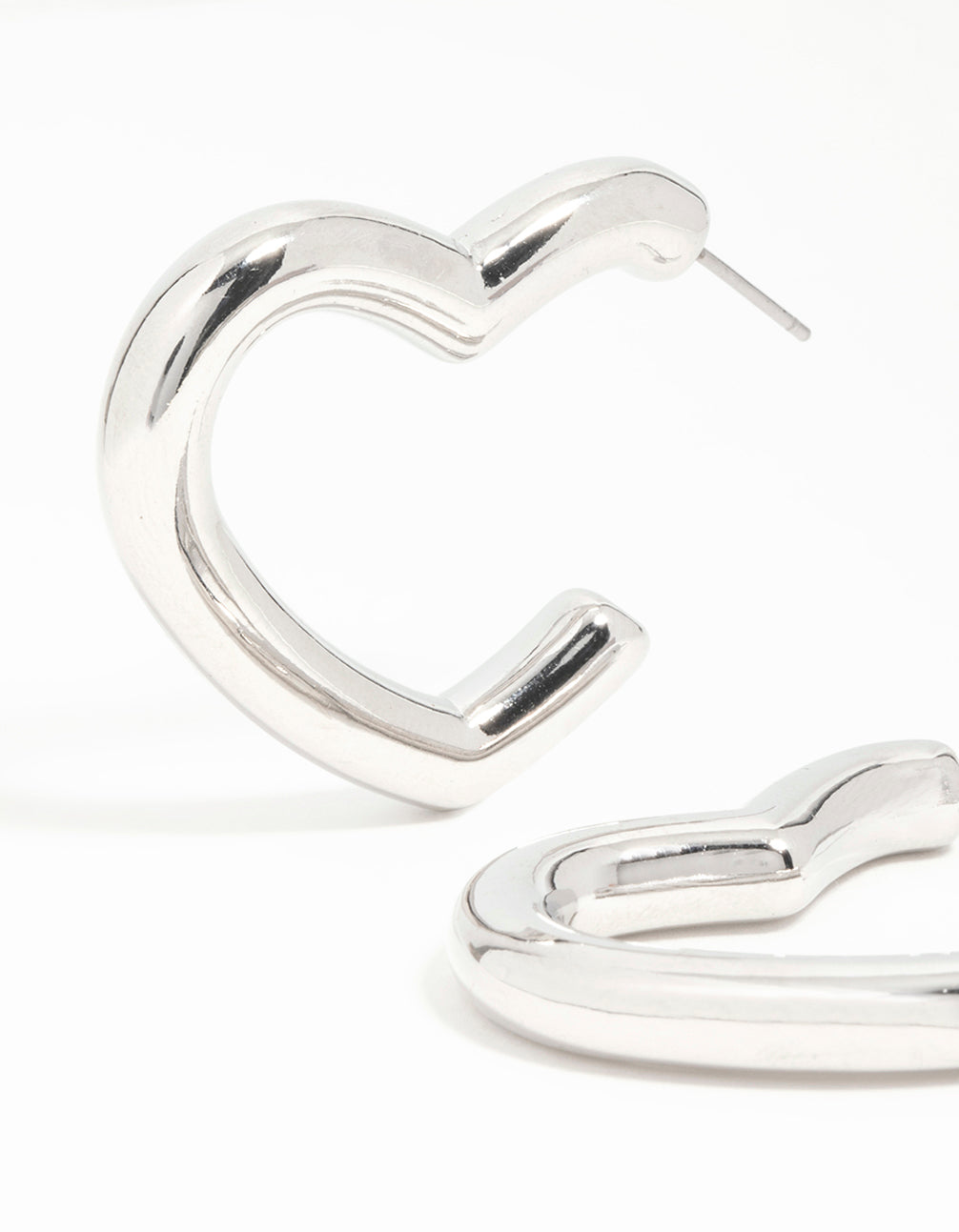 Silver Heart Thread Through Hoop Earrings