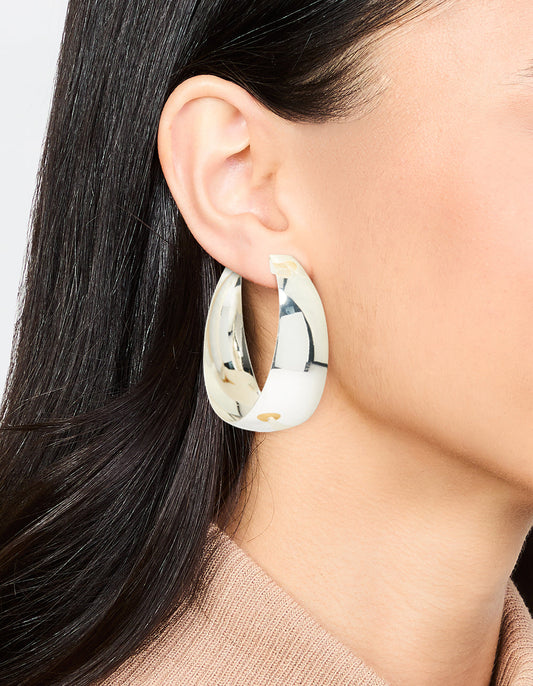 Silver Smooth Thick Hoop Earrings