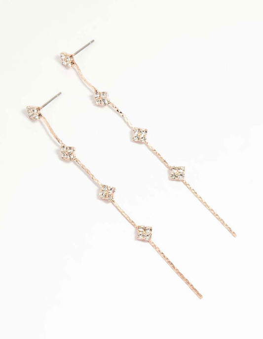 Rose Gold Dainty Flower Drop Earrings