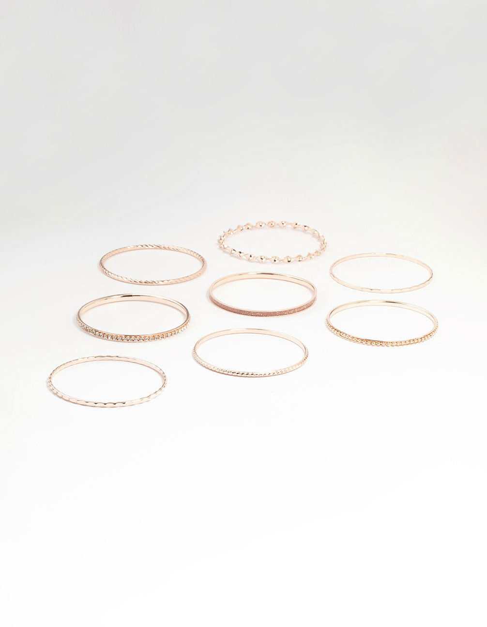 Rose Gold Textured Bangles 8-Pack