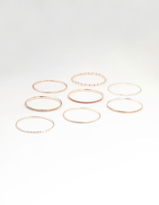 Rose Gold Textured Bangles 8-Pack