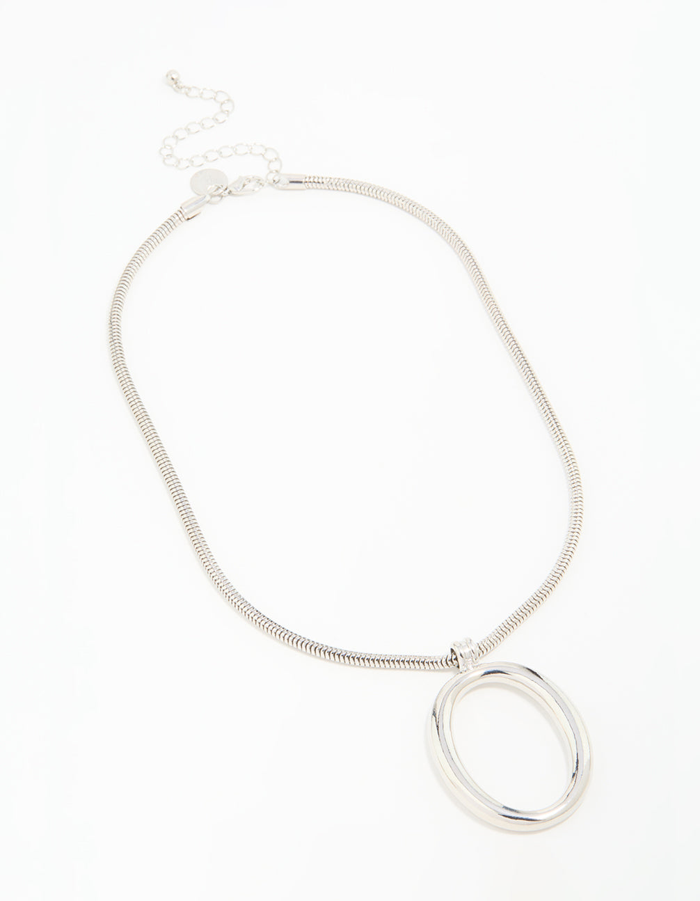 Silver Circle Large Pendant Necklace