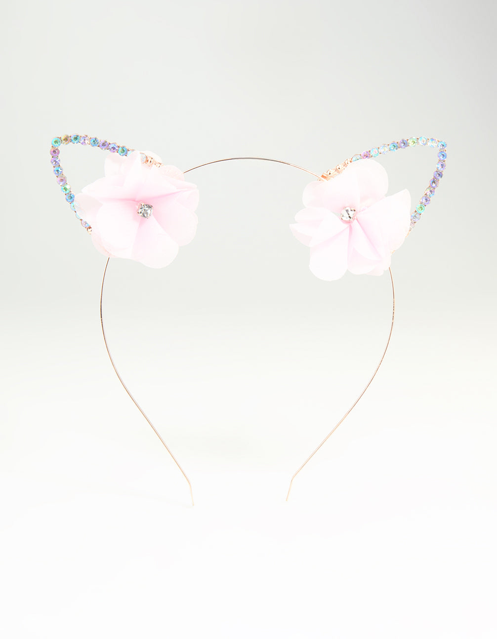 Kids Rose Gold Flower Cat Ear Headband