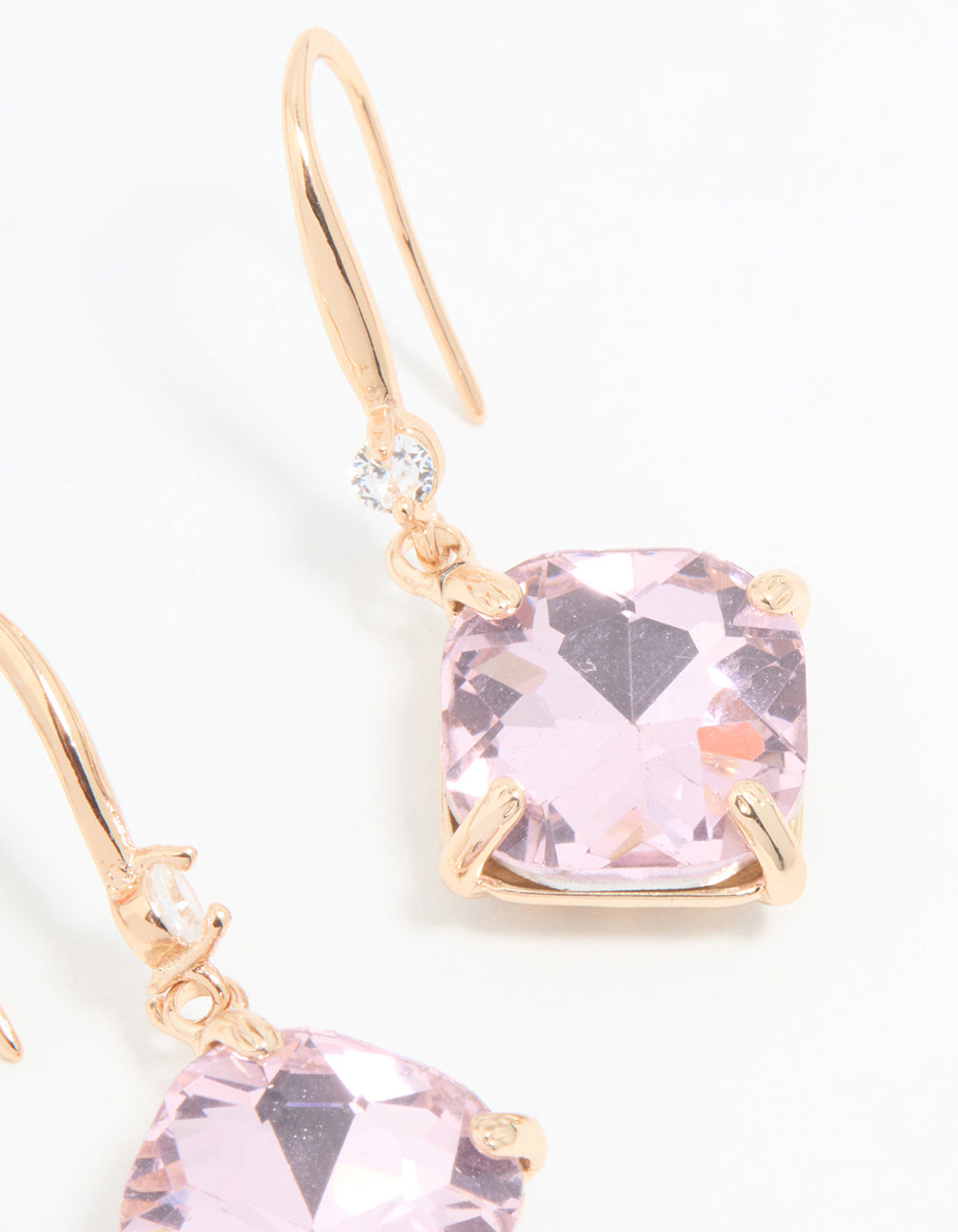 Rose Gold Pink Stone Drop Earrings