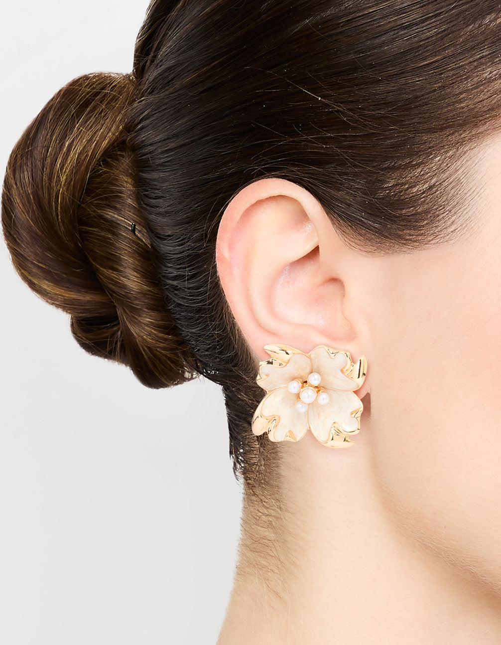 Rose Gold Edged Flower Stud Earrings