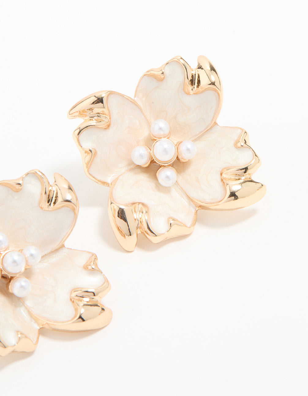 Rose Gold Edged Flower Stud Earrings