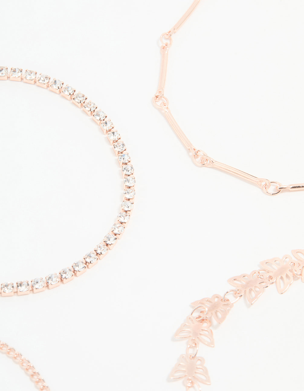 Rose Gold Butterfly & Chain Bracelets 4-Pack