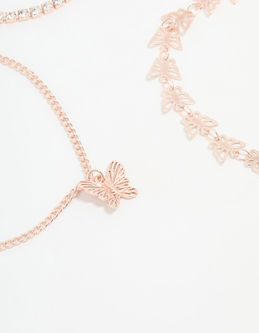 Rose Gold Butterfly & Chain Bracelets 4-Pack