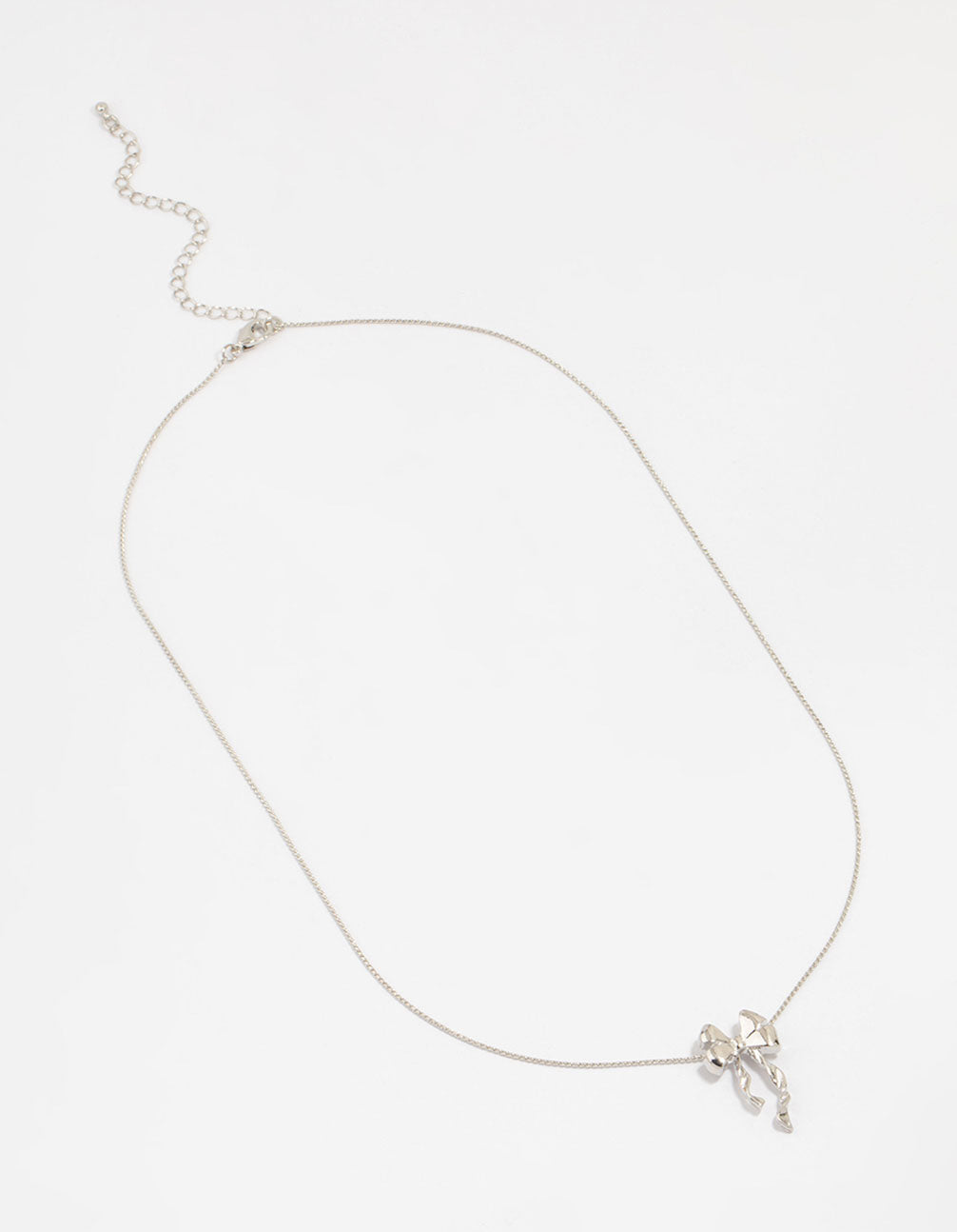 Silver Bow Twirl Pendant Necklace