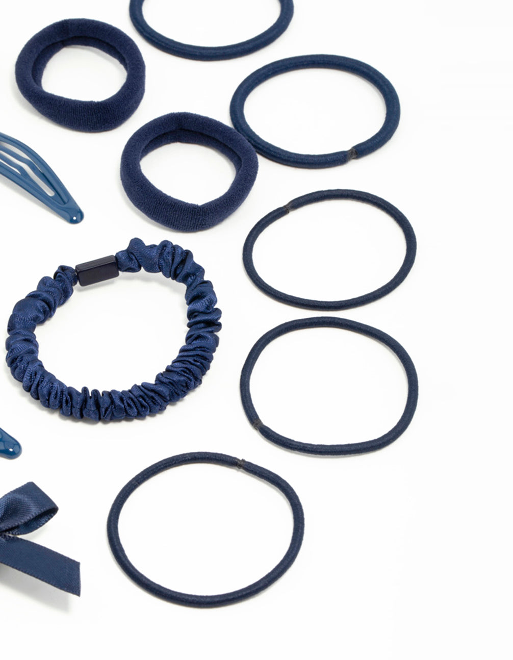 Navy Hair Tie & Clip Pack