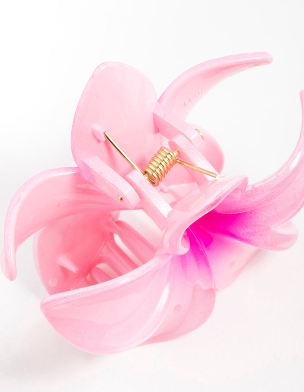Pink Frangipani Print Hair Claw Clip