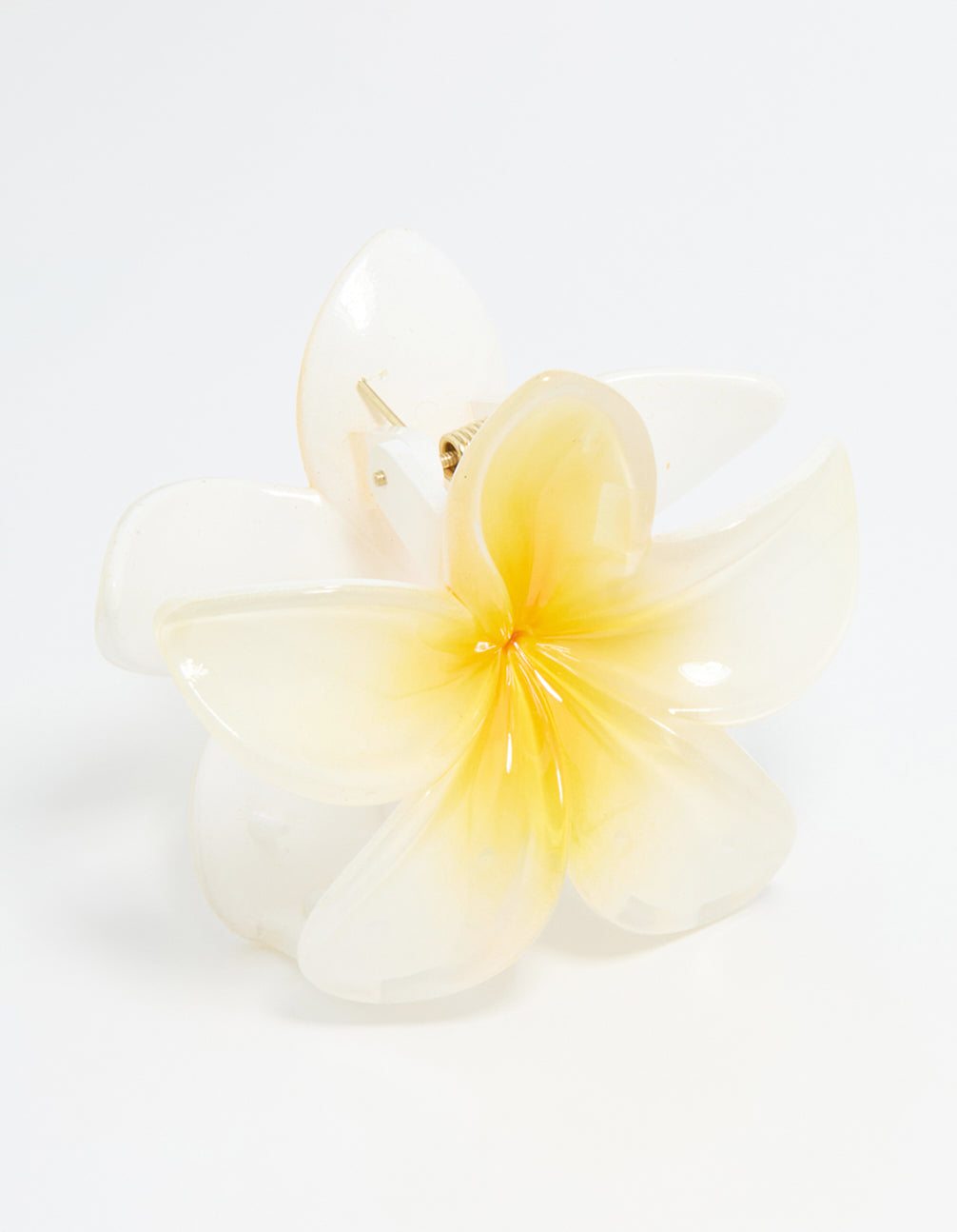 White Frangipani Flower Hair Claw Clip