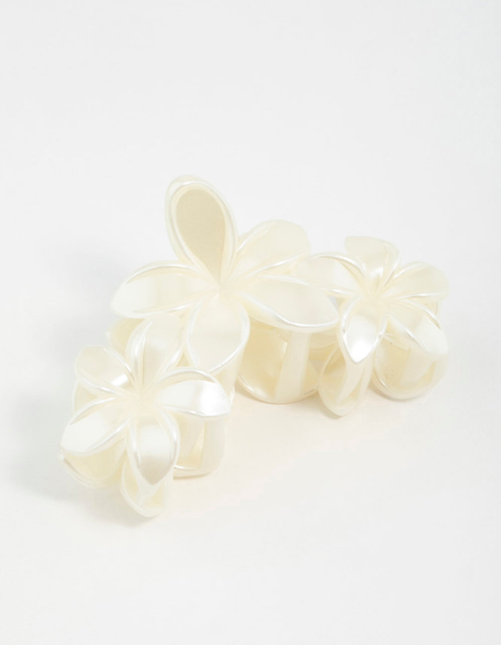 Cream Frangipani Flowers Hair Claw Clip
