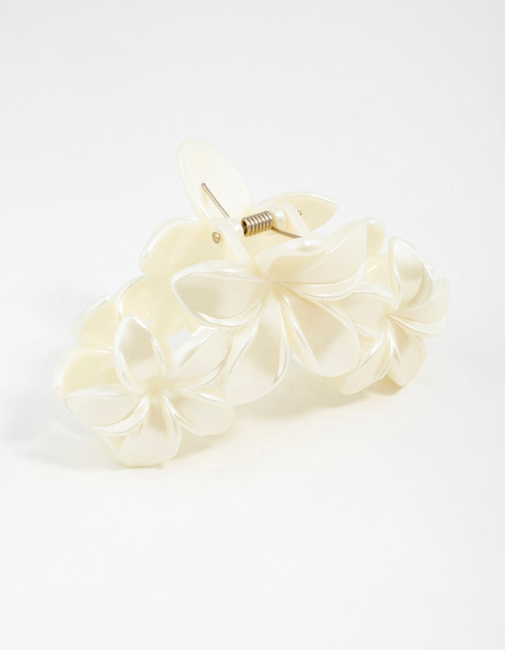 Cream Frangipani Flowers Hair Claw Clip