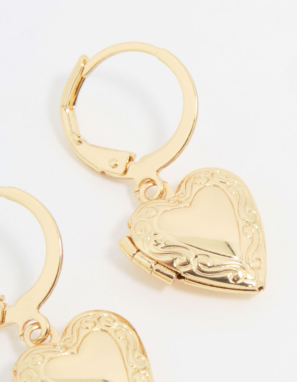 Gold Mini Locket Drop Earrings