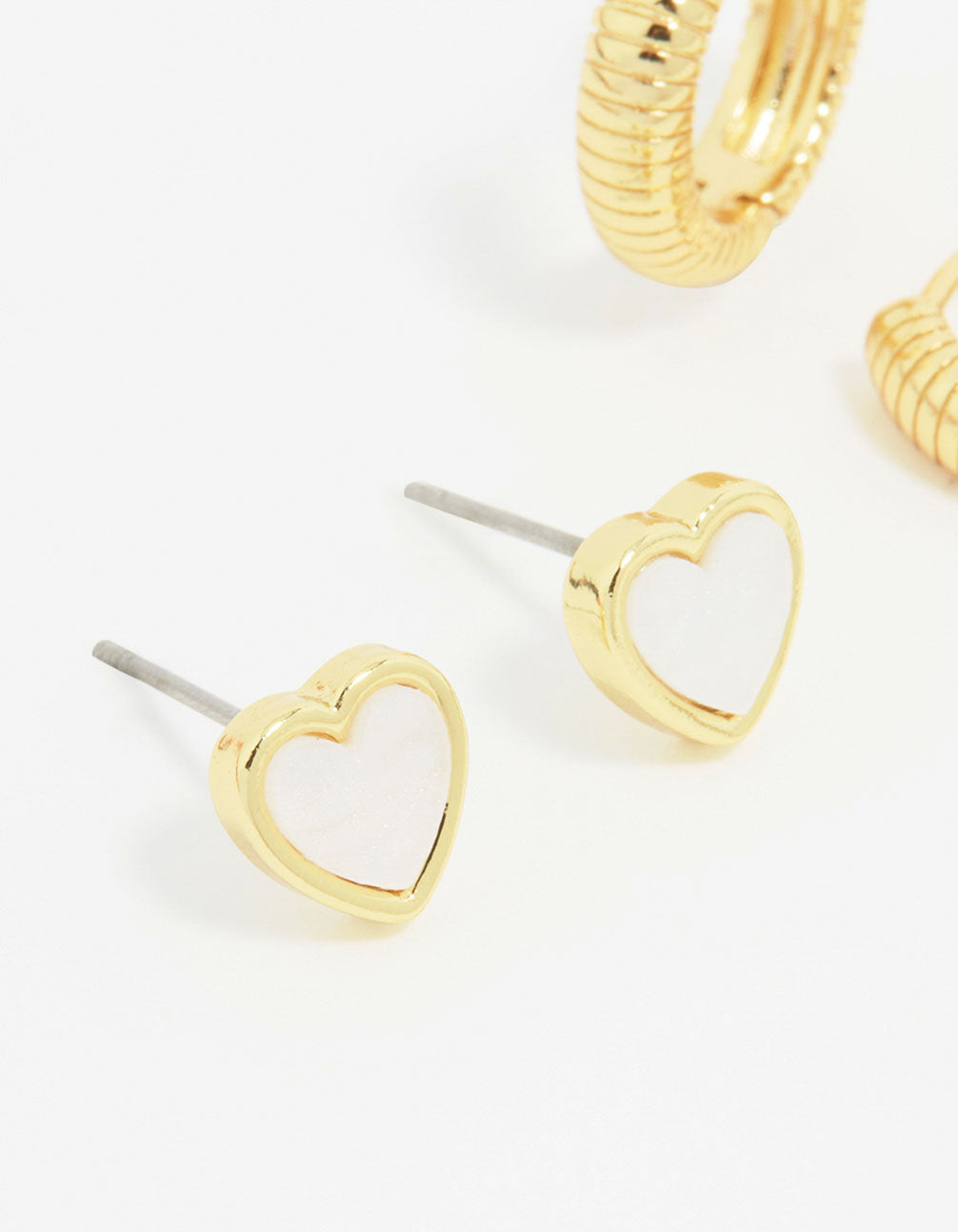 Gold Plated Heart & Pearl Earrings 3-Pack
