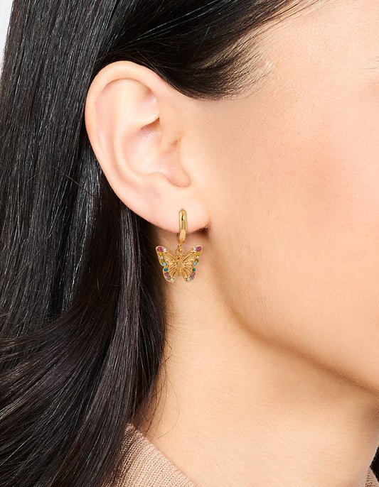 Gold Lovely Butterfly Drop Earrings