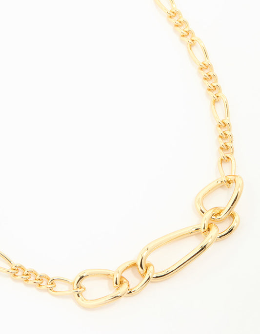 Gold Mixed Link Chunky Necklace